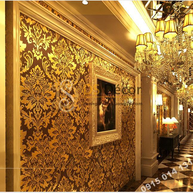 Giấy dán tường vàng đen cho sảnh khách sạn